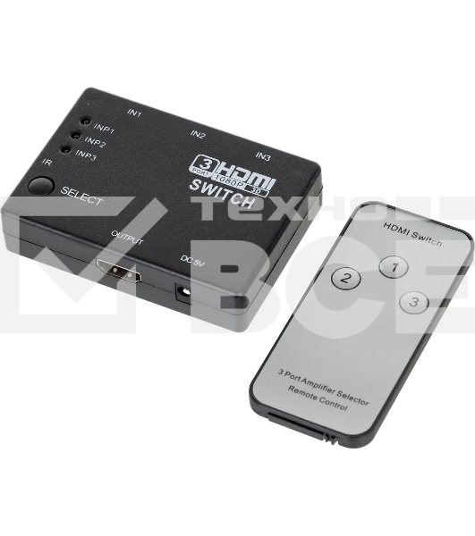 Переключатель аудио-видео Premier HDMI (f)/HDMI (f)/HDMI (f) черный (7004)