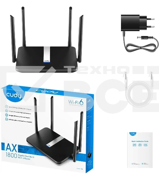 Роутер беспроводной Cudy X6 AX1800 10/100/1000BASE-TX черный