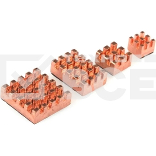 Набор радиаторов QUMO, 4 in 1 pure copper heat sink for Raspberry Pi 4B/4/3B/3/2, медь(RS015)