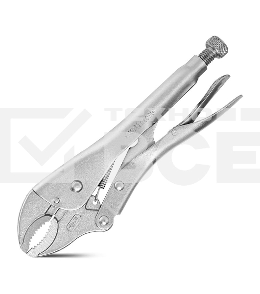 Зажимные клещи с изогнутыми губками Deli DL0381 200мм, рабочий ход 55мм, регулировочный винт