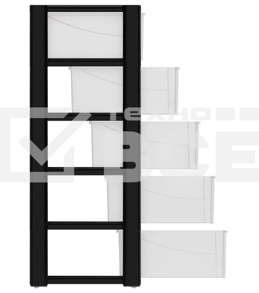 Комод Альтернатива М8764 Колорит 5 секций. широкий черный