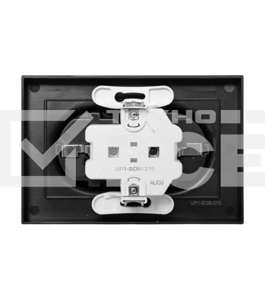 Розетка 2-м EKF UP1-SOB-210 СП Эпика 16А с заземл. без защ. шторок с рамкой механизм черный