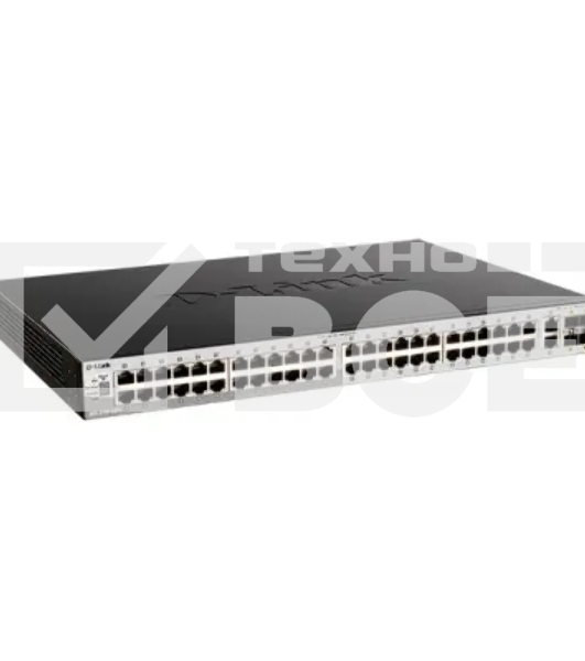 Управляемый L3 стекируемый коммутатор D-Link DGS-3130-54TS/B1A PROJ с 48 портами 10/100/1000Base-T, 2 портами 10GBase-T и 4 портами 10GBase-X SFP+