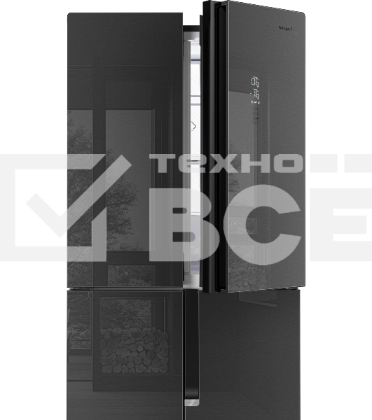Холодильник Weissgauff WCD 450 INOX GLASS нержавеющая сталь трехкамерный side-by-side 286/141л морозилка снизу