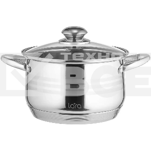 Кастрюля Lara LR02-581 SONATA 18x11,5 см, 2.9 л, 7-СТУПЕНЧАТОЕ ДНО, комбо-полировка, крышка, нержавеющая сталь