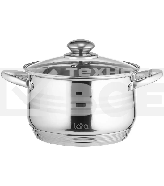Кастрюля Lara LR02-581 SONATA 18x11,5 см, 2.9 л, 7-СТУПЕНЧАТОЕ ДНО, комбо-полировка, крышка, нержавеющая сталь