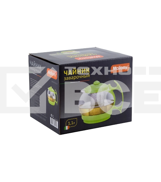 Чайник заварочный Mallony Decotto-1100 с пластик ручкой, фильтр из нерж ст, 1,1 л