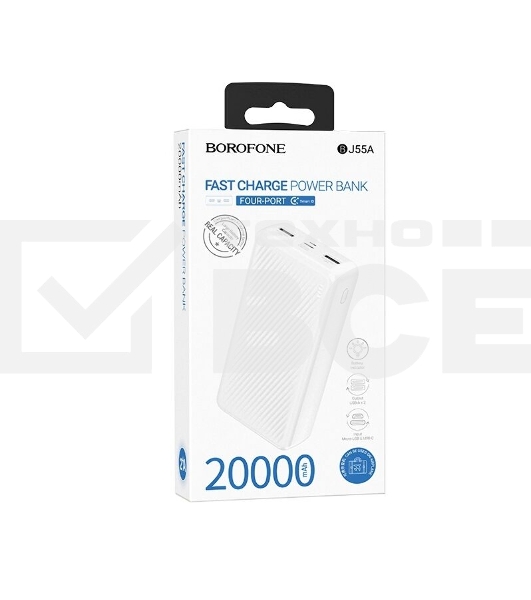 Портативный аккумулятор BOROFONE (6941991111792) BJ55A White - 20000mAh 2USB