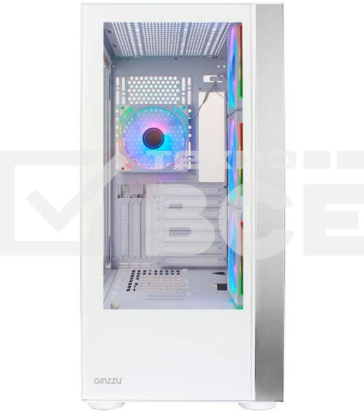 Компьютерный корпус Ginzzu GL770 FAN 12MW6 RGb*4 USB3.0 CRC10 белый
