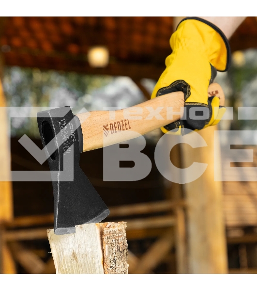 Топор Denzel 600 г, кованый, буковое топорище