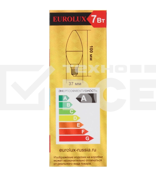 Лампа светодиодная EUROLUX LL-E-C37-7W-230-4K-E14 свеча