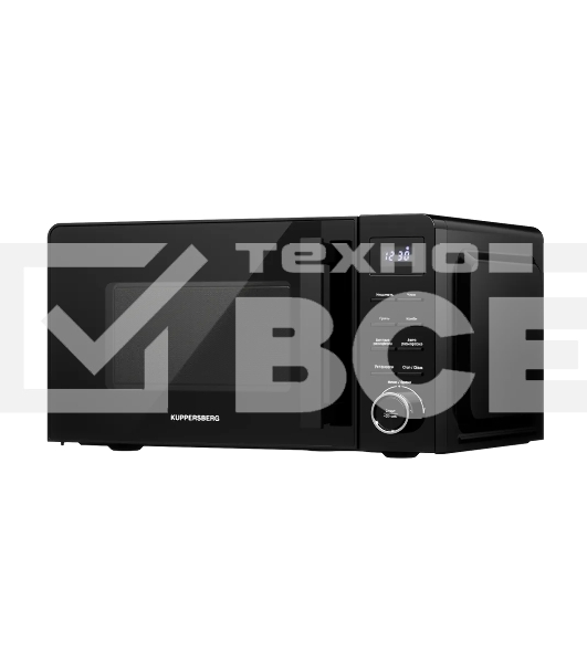Микроволновая печь Kuppersberg TMW 202 B, High-Tech, отдельностоящая, объем 20 л, 10 уровней мощности, 11 автоматических программ, кварцевый гриль, таймер, поворотное/кнопочное управление, мощность 700 Вт, поворотный стол, черный