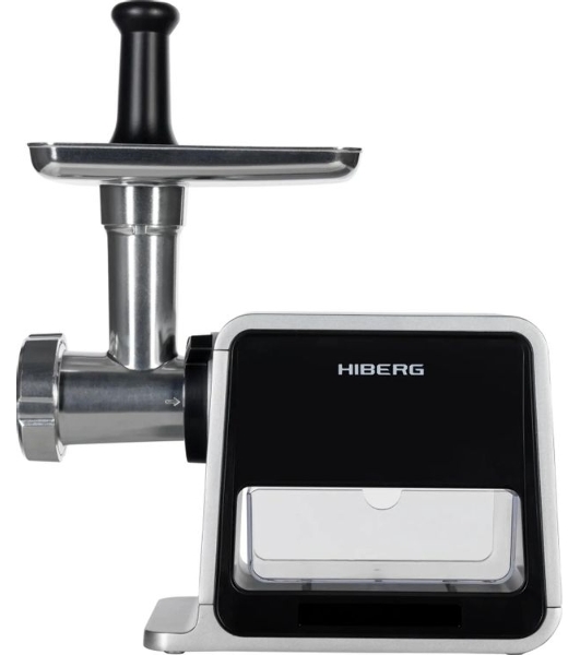 Мясорубка электрическая Hiberg MG 880 B черно-серый, 2000 Вт, 2.0 кг/мин, реверс, защита от перегрузки, насадки - 5