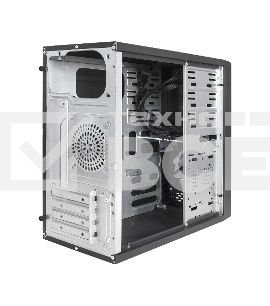Компьютерный корпус Minitower ExeGate mEVO-7803 (mATX, без БП, 2*USB+1*USB3.0, HD аудио, черный, 2 вент. 12см с RGB подсветкой)