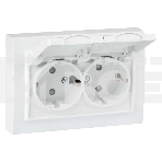 Розетка EKF ERR16-129-200-44 Минск 2-м СП 16А IP44 с заземлением, с защитными шторками, с крышкой, белая, фото2