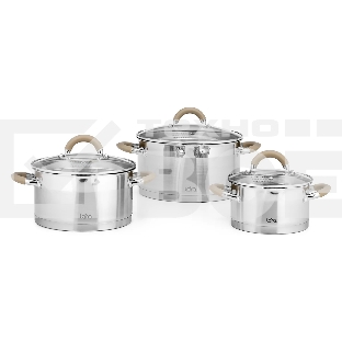 Набор посуды LARA LR02-119 БЕРЛИН 6 пр. 1.7+3.1+5.5 л, 16 см, 20 см, 24 см капсулированное индукционное дно, крышка дуршлаг