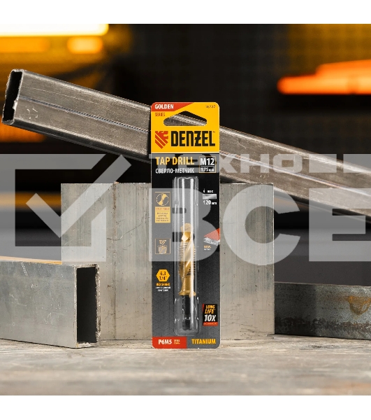 Сверло-метчик Denzel М12 х 1,75 мм, Р6М5