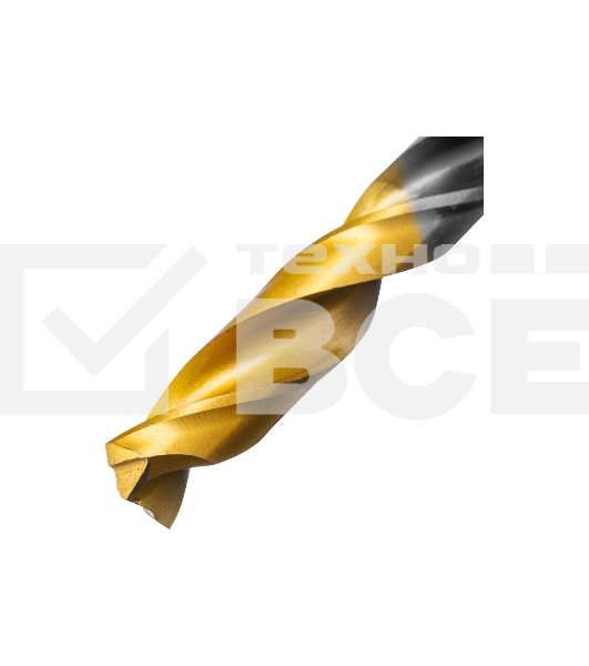 Сверло спиральное по металлу Denzel 9 x 125мм, Р6М5, Golden Tip, многогранная заточка