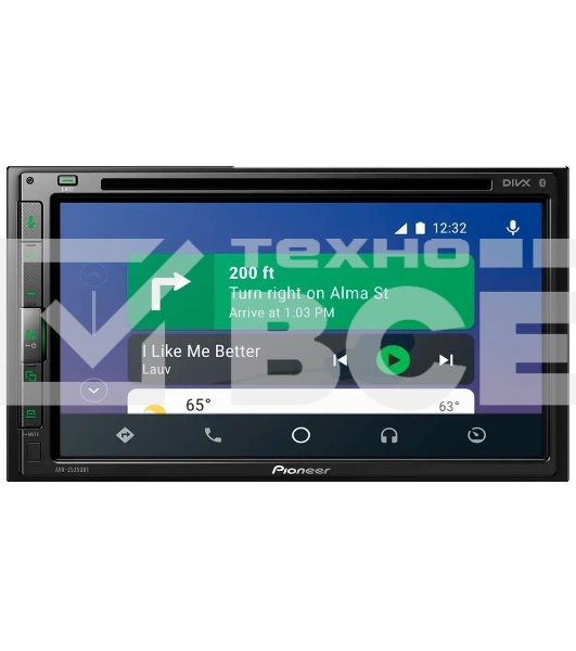 Автомагнитола Pioneer AVH-Z5250BT, 2 DIN, 6.8', CD, Bluetooth, USB Type-A, AUX, CarPlay, пульт ДУ