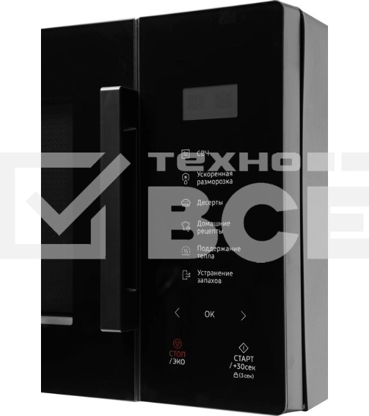 Микроволновая печь Samsung MS23T5018AK/BW черный, 23 л, 800 Вт, переключатели - сенсор