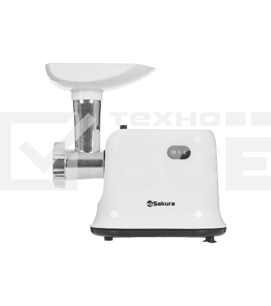 Мясорубка электрическая Sakura SA-6420SW белый, 1500 Вт, 1.4 кг/мин, реверс, защита от перегрузки, насадки - 4