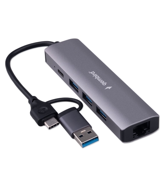 Док-станция Gembird UHB-D7, USB Type-C + USB, 3хUSB3.1, Type-C, RJ45, USB