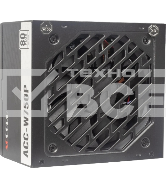 Блок питания Accord  ACC-W750P, 750Вт, 80 PLUS WHITE, 120мм, черный