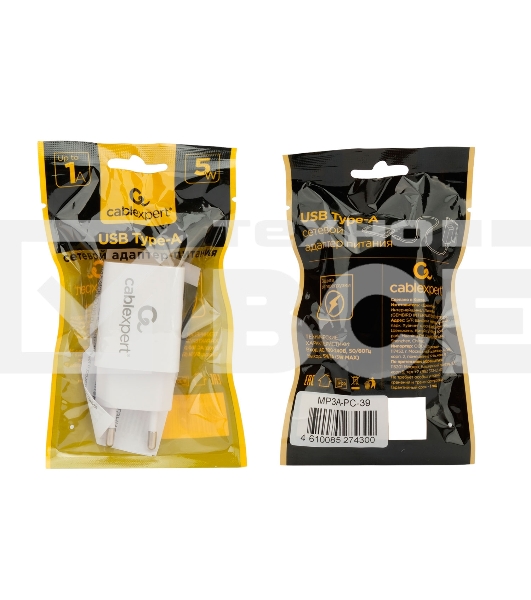 Адаптер питания Cablexpert MP3A-PC-39 100/220V - 5V USB 1 порт, 1A, белый