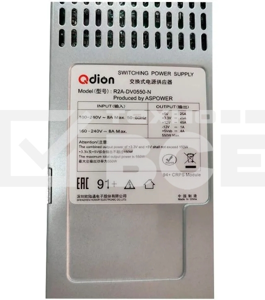 Серверный блок питания Q-Dion R2A-DV0550-N-H  2U Redundant 550W (ШВГ=77.5*84*225mm), 80 PLUS  Gold, Oper.temp 0C~50C, AC/DC Dual input, 2x U1A-D10800-DRB CRPS modules + PBD frame (ASPower) RTL {4}