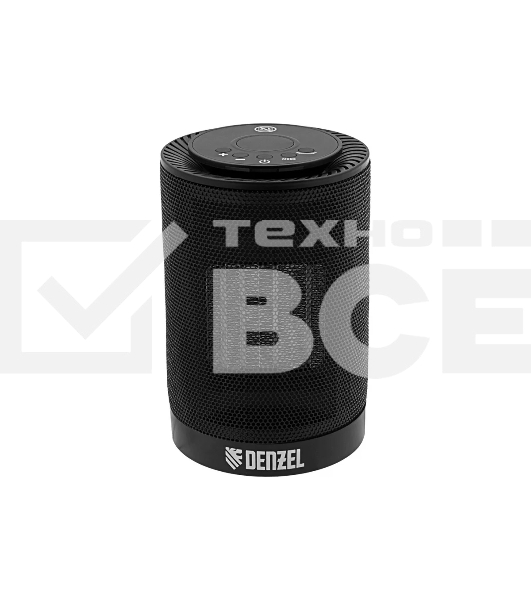 Тепловентилятор керамический Denzel DTFC-1200, черный, 600/1200 Вт, 12 м2, 3 режима, термостат
