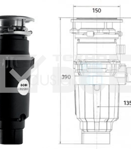 Измельчитель пищевых отходов Bonecrusher BC 910-AS-Slim