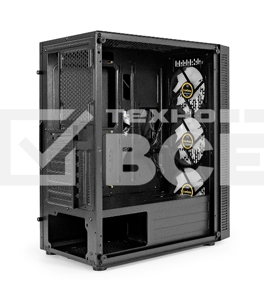 Компьютерный корпус Miditower ExeGate EVO-5001A-600NPX (ATX, БП 600NPX с вент. 12 см, 2хUSB+1хUSB 3.0+HD Audio, черный, 3 вент.12см с RGb подсветкой, боковая панель - закаленное стекло)