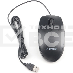 Мышь проводная Gembird MOP-200 черный, 1000 dpi, USB, кнопки - 3