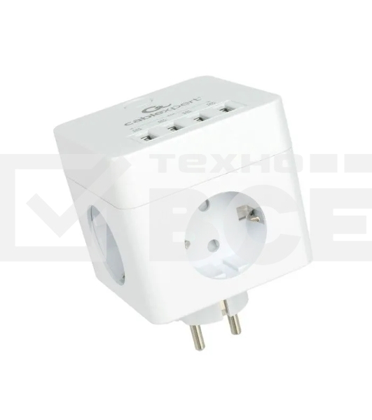 Сетевой фильтр Cablexpert Cube CUBE-4-U4-W, 4 р, 16А, 4хUSB, ур.защиты 2+, белый, коробка