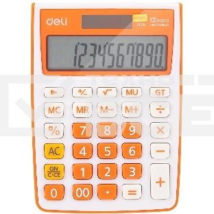 Калькулятор настольный Deli E1238/OR оранжевый 12-разр.