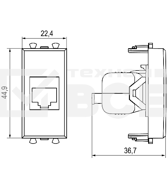 Розетка компьютерная DKC 4400661 1 модуль, Avanti 