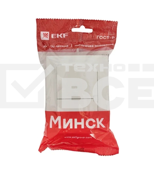 Розетка EKF ERR16-129-200-44 Минск 2-м СП 16А IP44 с заземлением, с защитными шторками, с крышкой, белая