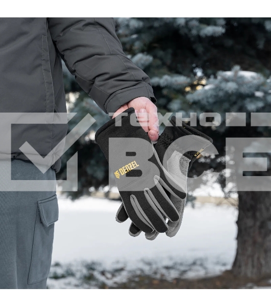 Перчатки универсальные Denzel 68086 искусственный мех, работа с сенсорным экраном, размер 8