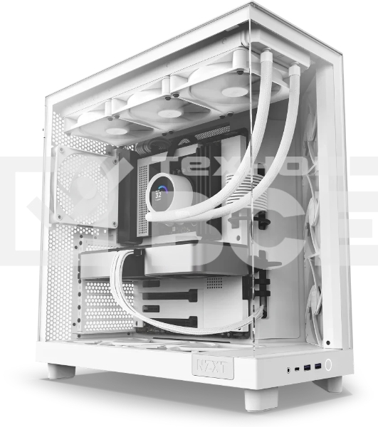 Компьютерный корпус без блока питания Case NZXT H6 Flow, Midi-Tower, TG, 3x120мм, 2xUSB-A 3.2 + 1xUSB-C 3.2, ATX, mATX, mITX белый