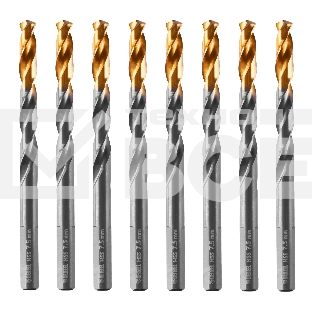 Сверло по металлу Denzel 7,5 мм, HSS-Tin, Golden Tip, 8 шт.