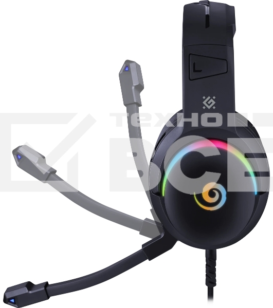 Гарнитура Defender Debor чёрный, проводная, USB, подсветка