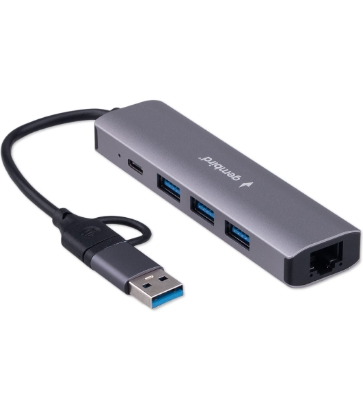 Док-станция Gembird UHB-D7, USB Type-C + USB, 3хUSB3.1, Type-C, RJ45, USB