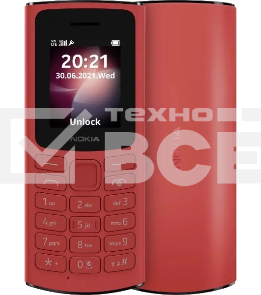 Мобильный телефон Nokia 106 TA-1564 DS EAC 4/4Mb красный