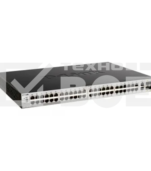 Управляемый L3 стекируемый коммутатор D-Link DGS-3130-54TS/B1A PROJ с 48 портами 10/100/1000Base-T, 2 портами 10GBase-T и 4 портами 10GBase-X SFP+