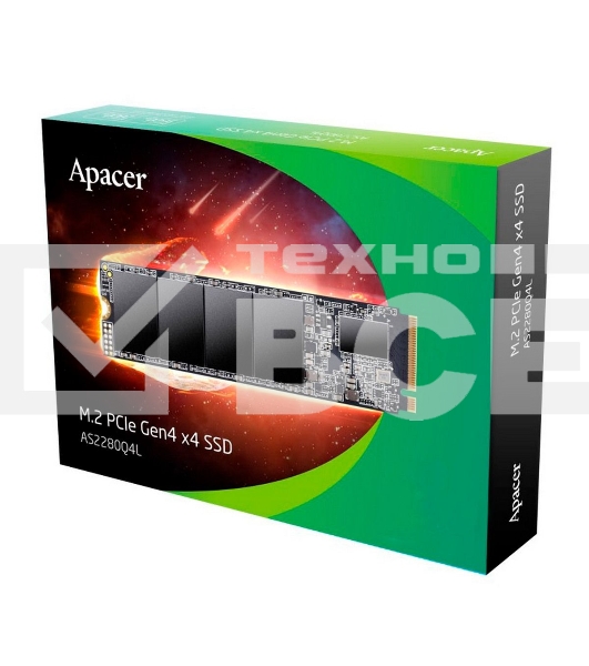 Накопитель SSD Apacer 1Tb, M.2 2280, NVMe PCIe 4.0 x4, R/W 3600/3000 Мбайт/сек