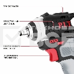 Гайковерт P.I.T. PIW12K-120A/1 аккум. патрон:квад.3/8