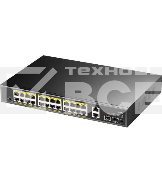 Коммутатор Cudy GS1026PS2, (L2) 26x1Гбит/с 2xКомбо(1000BASE-T/SFP), 2SFP, 24PoE, 300W, неуправляемый