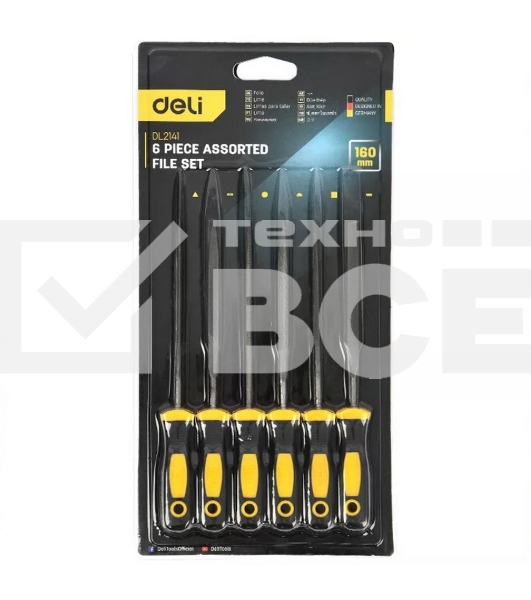 Набор надфилей Deli DL2141 6шт подшипниковая сталь, противоскользящая рукоятка