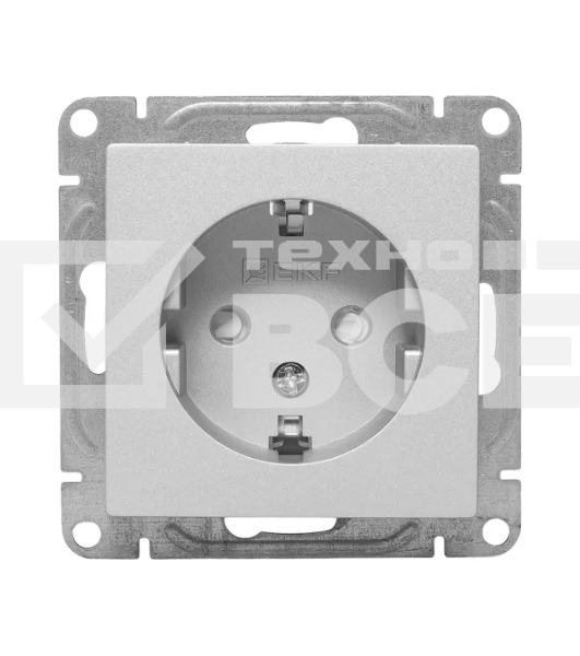 Механизм розетки EKF UP1-SOA-111 16А, с заземлением, со шторками, алюминий Эпика