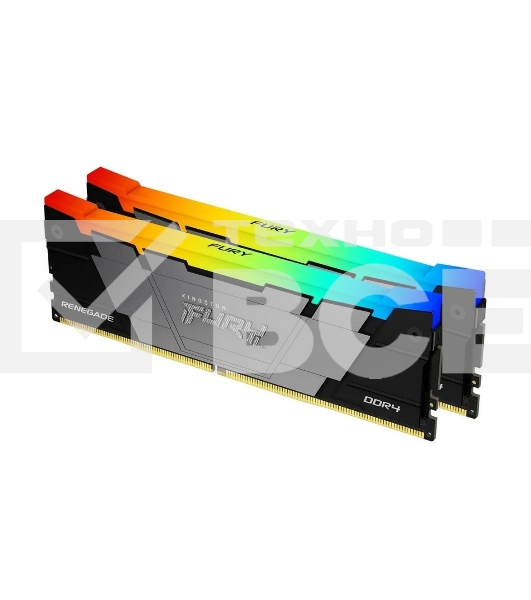 Оперативная память Kingston Fury Renegade, DDR4, 64GB (2x32GB), 3600MHz, CL18, радиатор, RGB, чёрный/серебристый